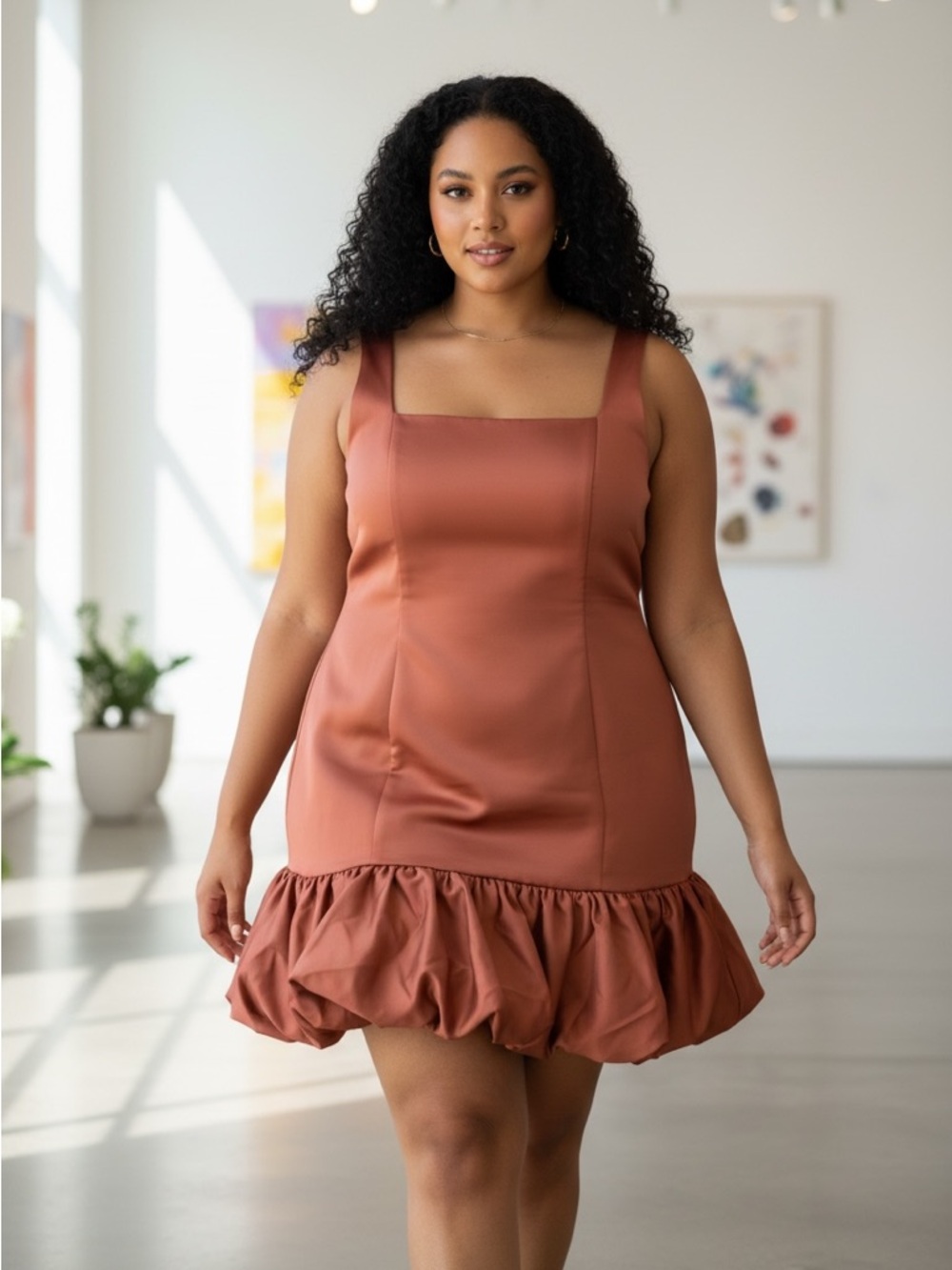 Fashion Nova Copper Satin Mini Dress - Sienna Style
